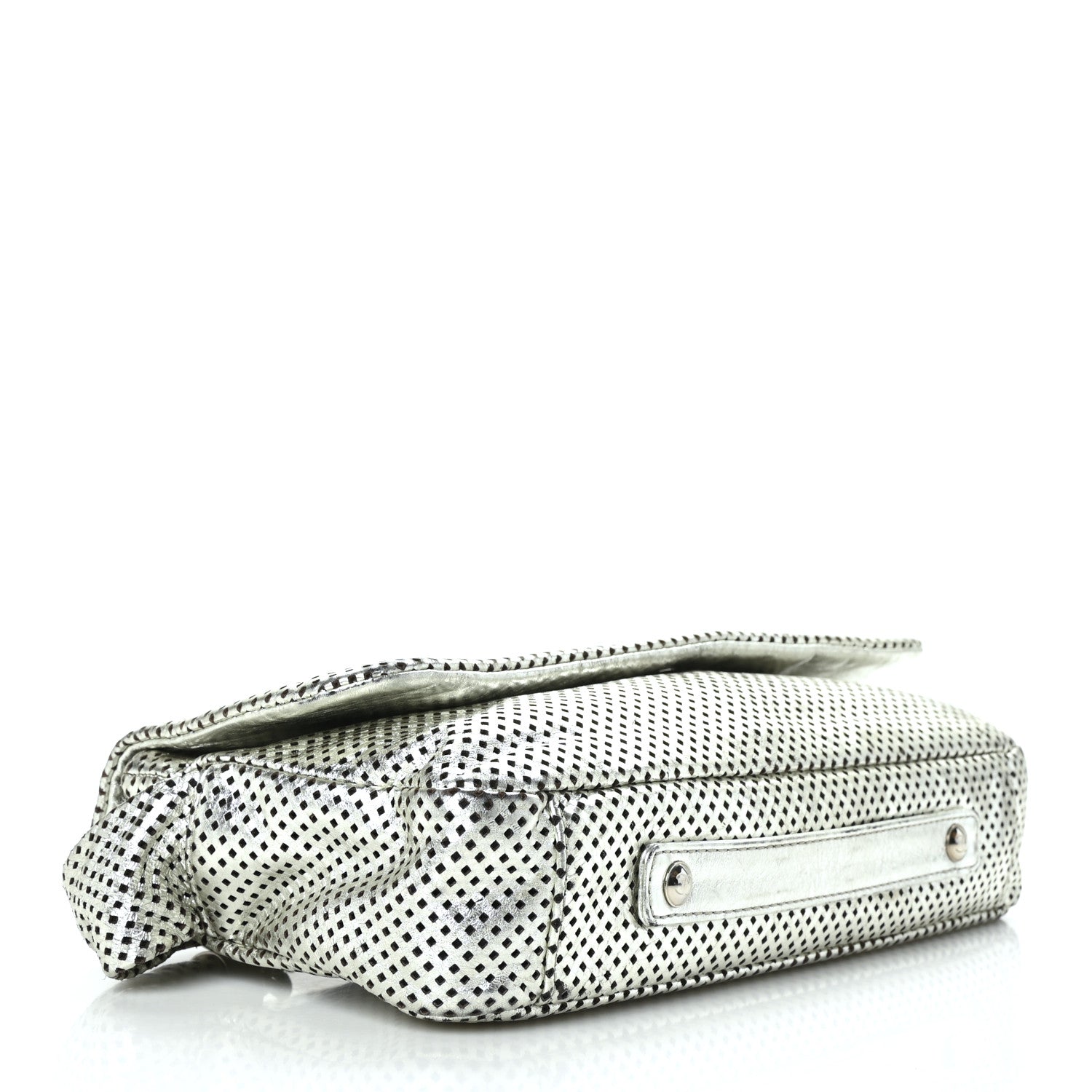 Chanel Metallic Glazed Calfskin Perforated Rodeo Drive Flap Silver 4 of 9