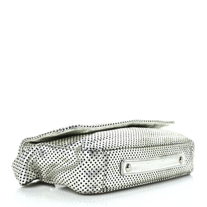 Chanel Metallic Glazed Calfskin Perforated Rodeo Drive Flap Silver 4 of 9