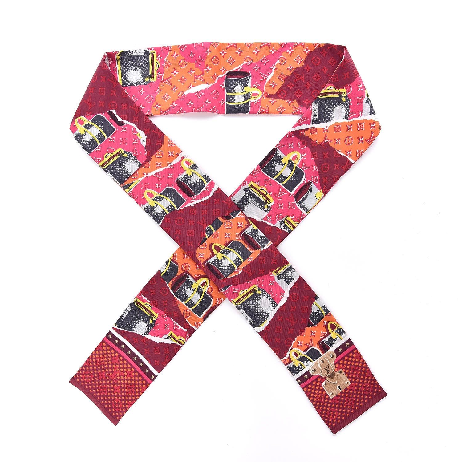 Louis Vuitton Silk Monogram Wallpaper Bandeau Burgundy 1 of 4