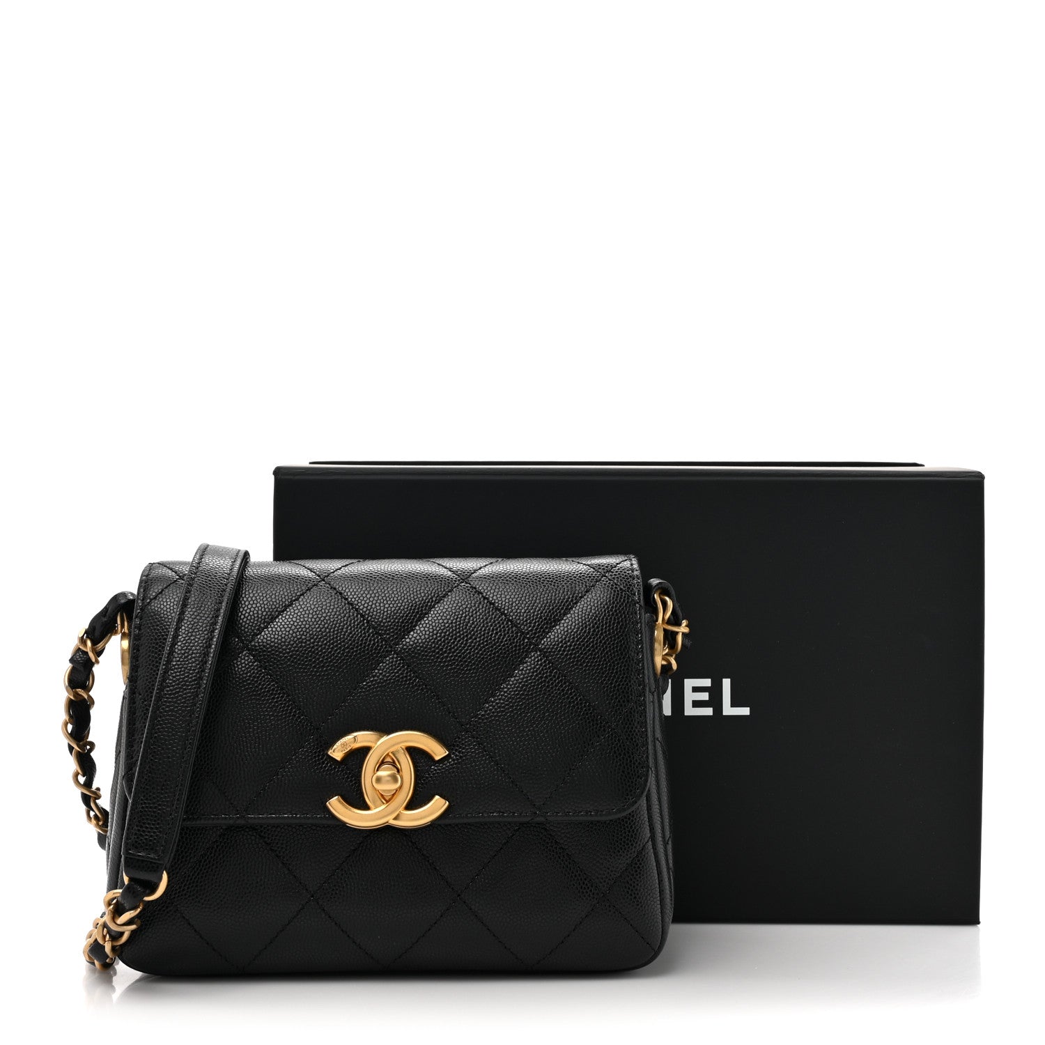 Chanel Shiny Caviar Quilted Mini Square Flap Black 10 of 10
