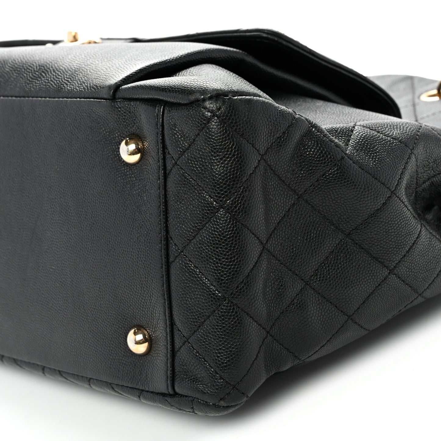 Caviar Quilted Large Flap Shopping Tote Black