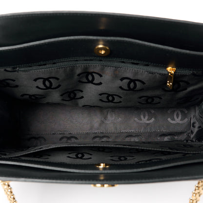Chanel Lambskin Quilted Chain Shopping Tote Black 5 of 11
