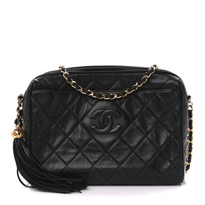 Chanel Lambskin Quilted CC Tassel Camera Case Black 1 of 11