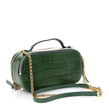 Chloe Calfskin Crocodile Embossed Mini C Vanity Bag Woodsy Green 3 of 11