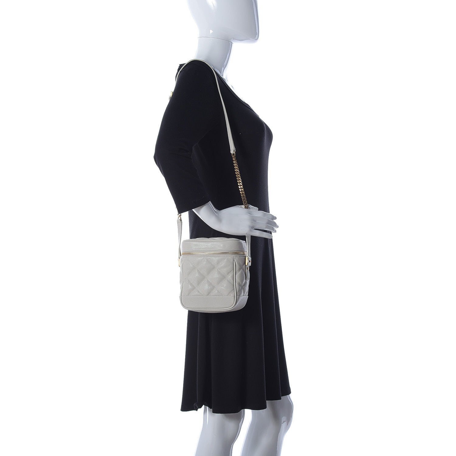 Saint Laurent Grain de Poudre Quilted 80's Vanity Bag Crema Soft 2 of 9