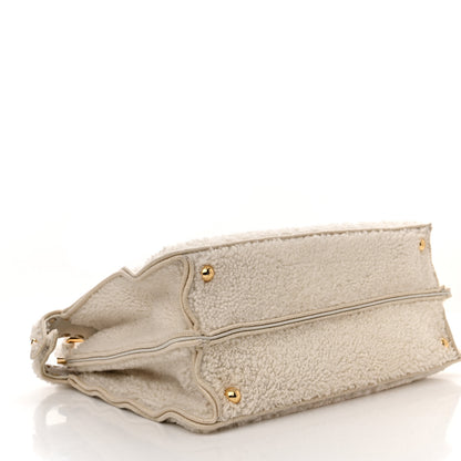 Fendi Curly Shearling Shiny Nappa Medium Peekaboo I SEE U Satchel White 4 of 12