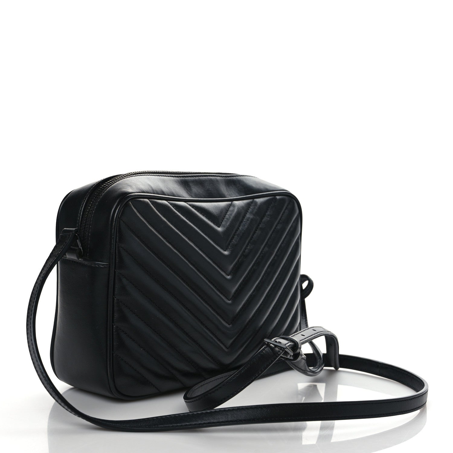 Saint Laurent Calfskin Matelasse Monogram Monochrome Lou Camera Bag Black 2 of 8