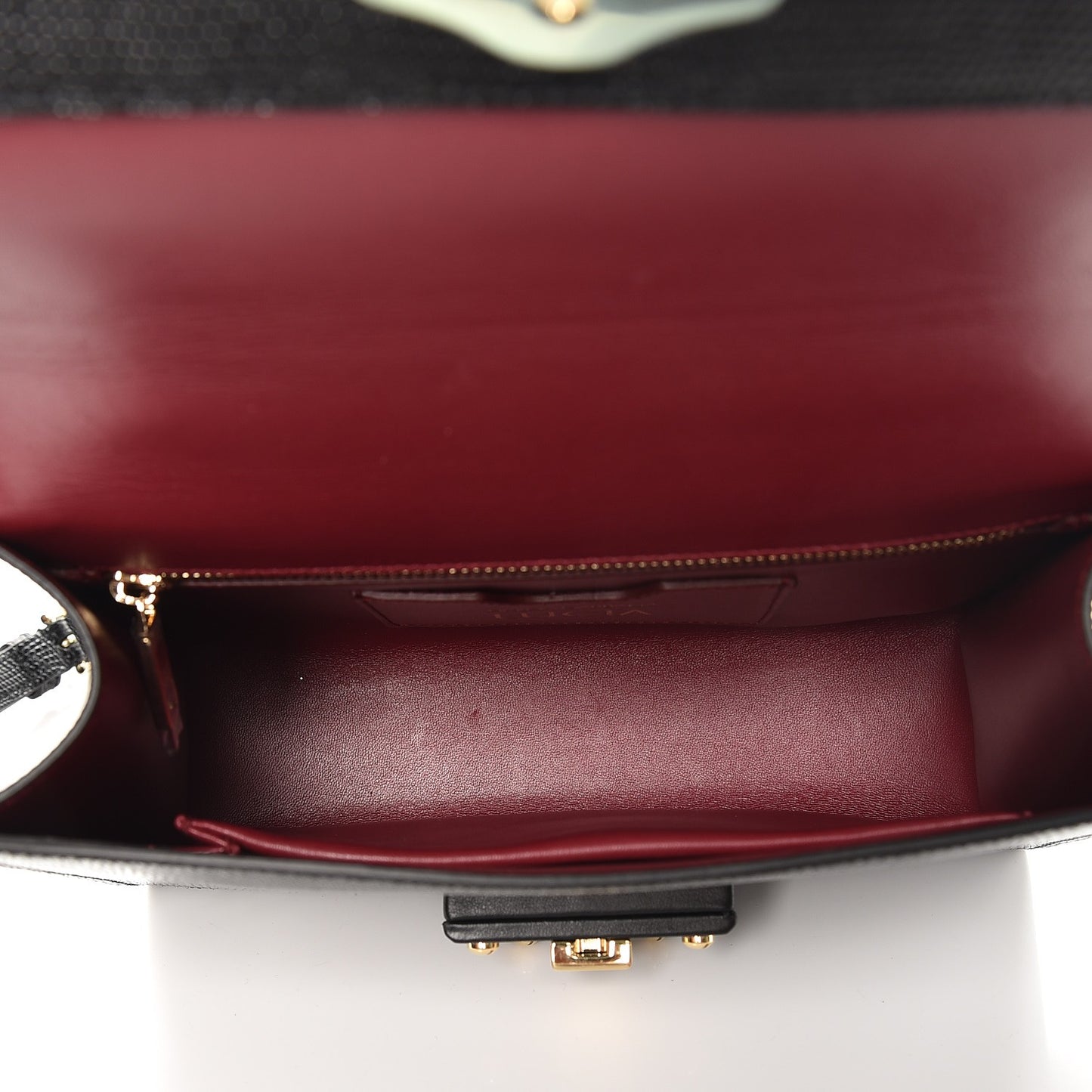 Iguana Calfskin Embossed Lucia Top Handle Bag Black