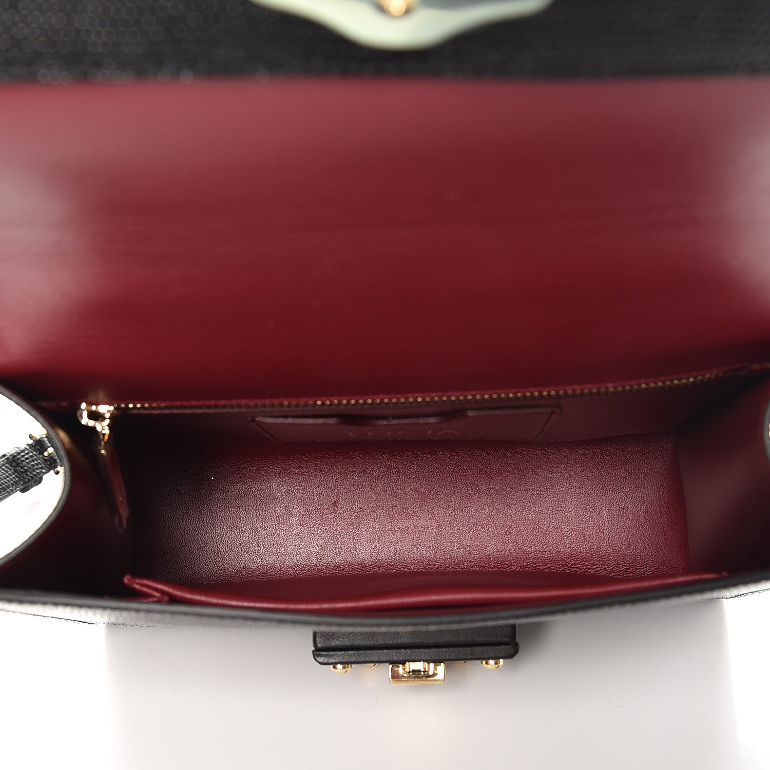 Dolce & Gabbana Iguana Calfskin Embossed Lucia Top Handle Bag Black 6 of 9