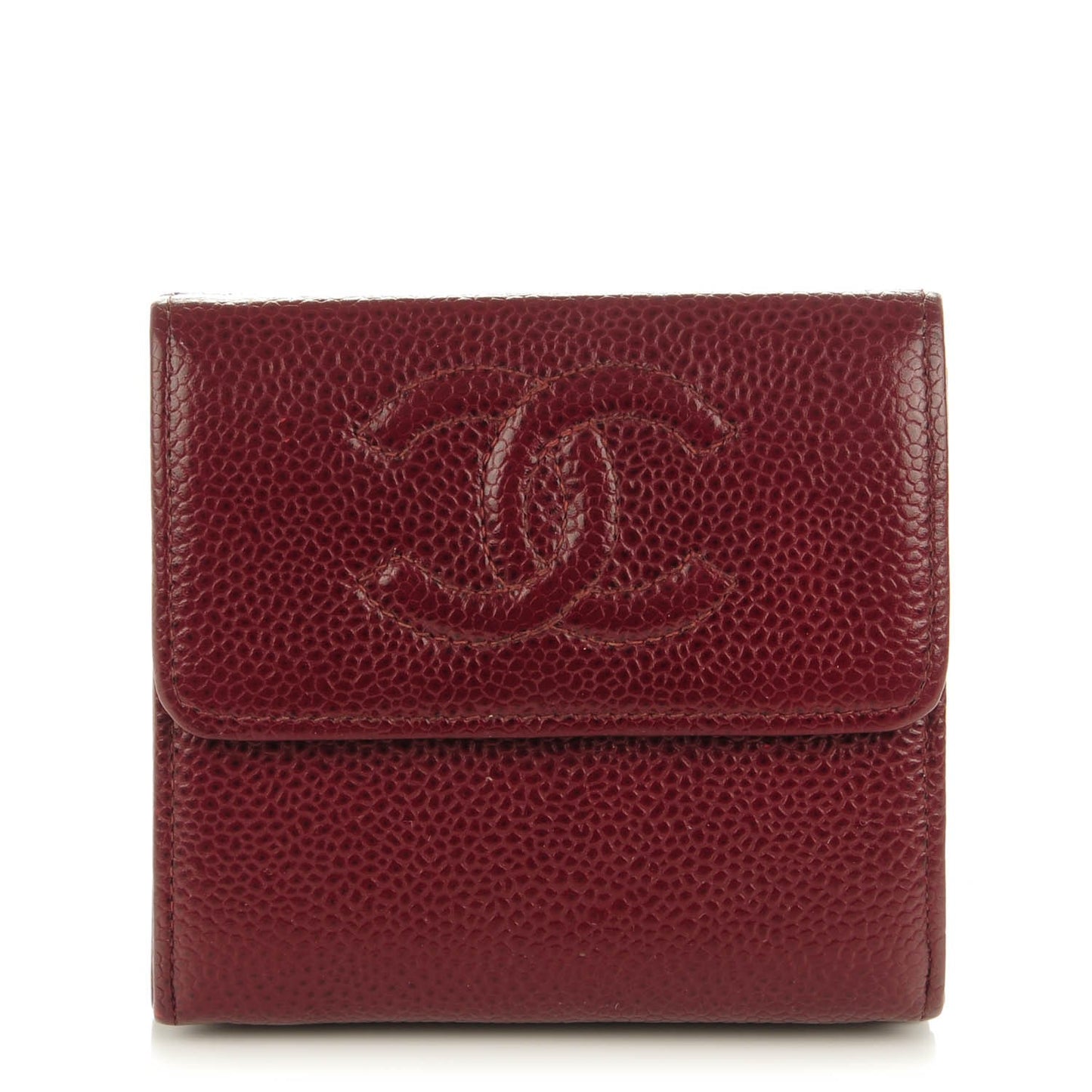 Caviar Timeless CC Compact Flap Wallet Dark Red