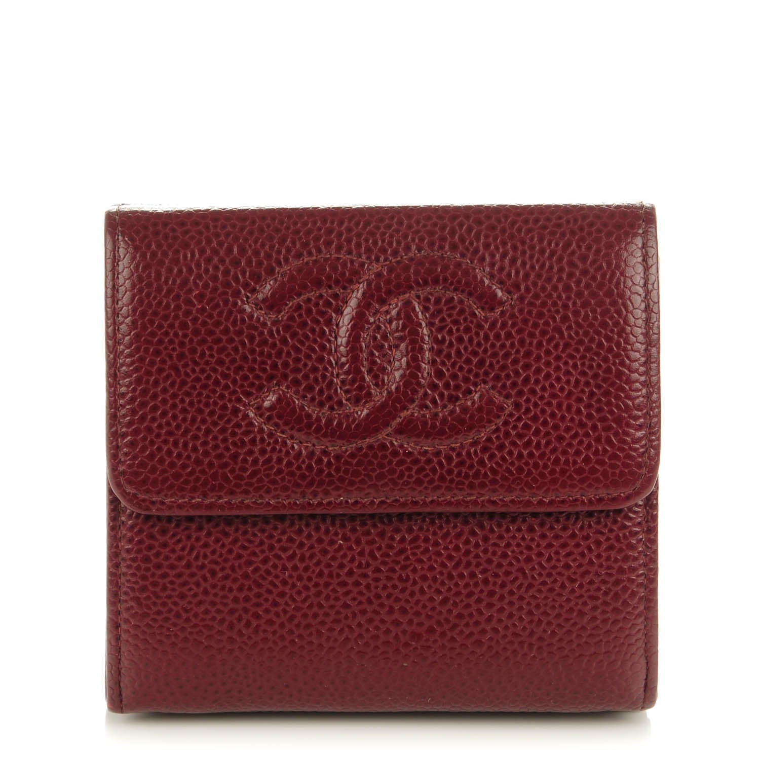 Chanel Caviar Timeless CC Compact Flap Wallet Dark Red 1 of 11