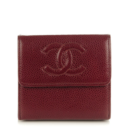 Chanel Caviar Timeless CC Compact Flap Wallet Dark Red 1 of 11