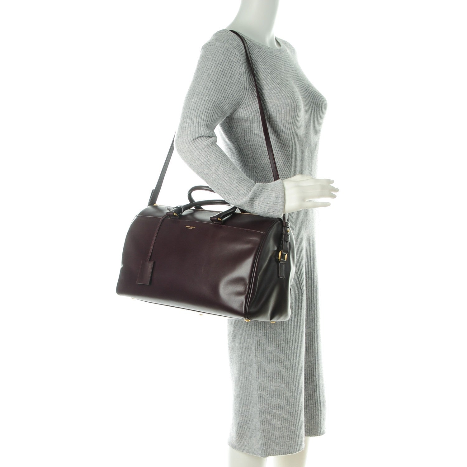 Saint Laurent Calfskin Classic Duffle 12 Wine 2 of 7