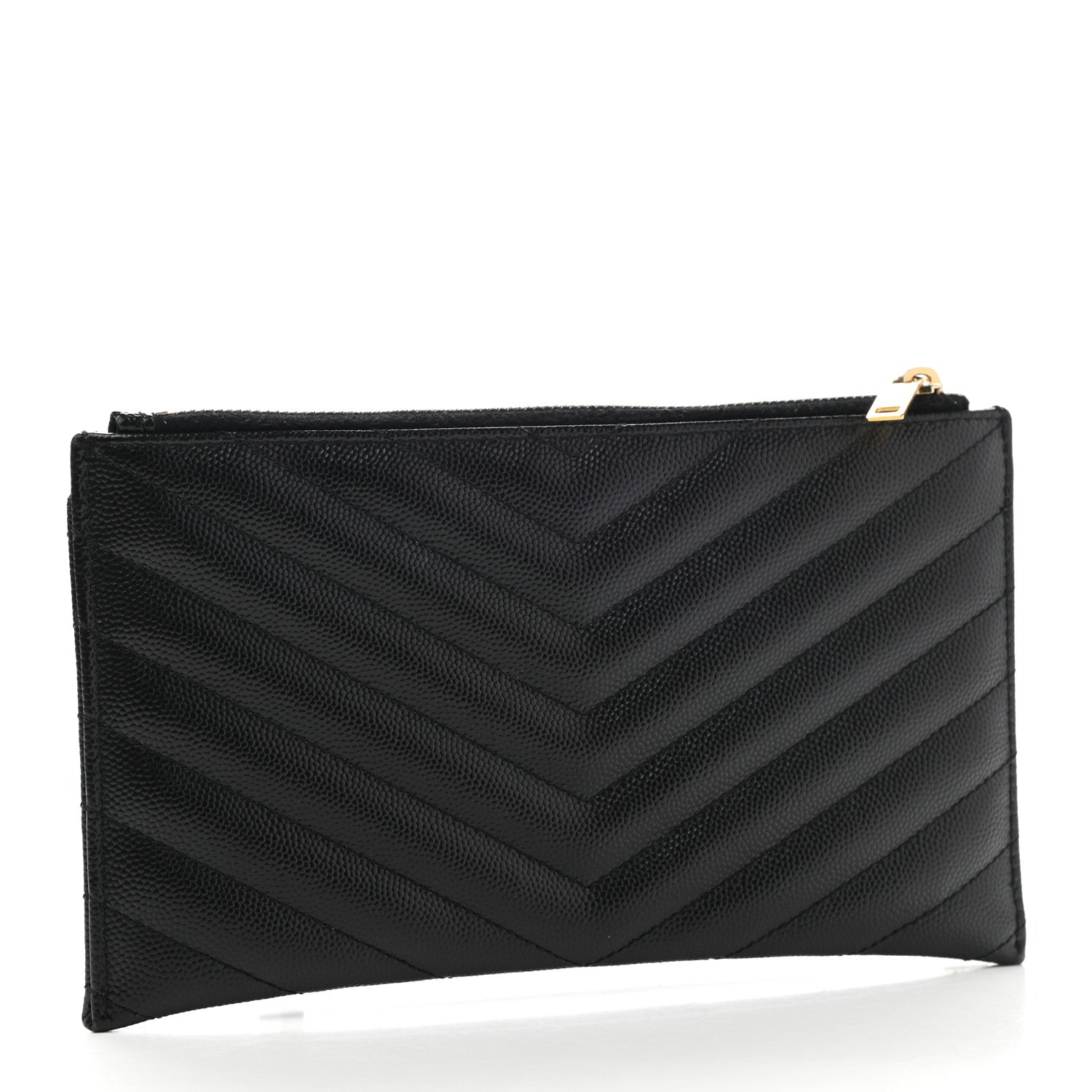 Saint Laurent Grain De Poudre Chevron Monogram Bill Pouch Black 3 of 7