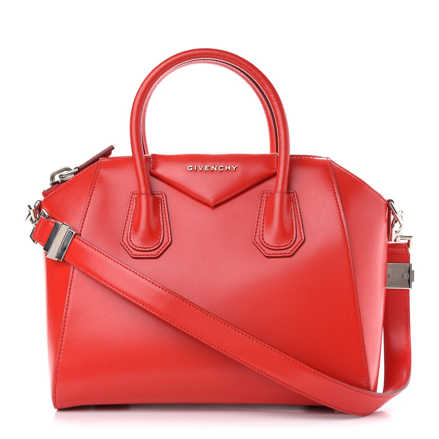 Shiny Lord Calfskin Small Antigona Medium Red