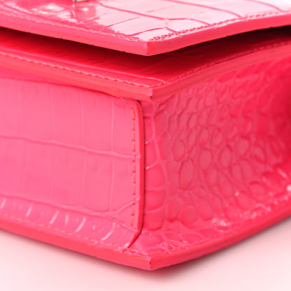 Alexander McQueen Shiny Crocodile Embossed Jeweled Satchel Peony Pink 9 of 10