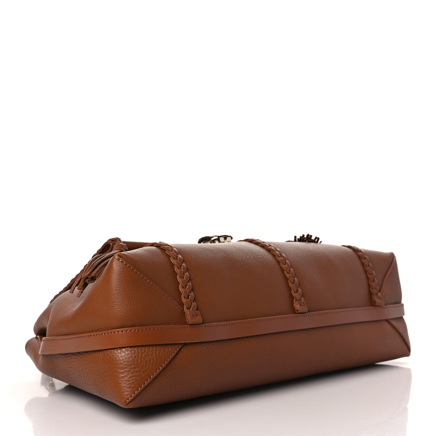 Grained Calfskin Medium Penelope Shoulder Bag Caramel