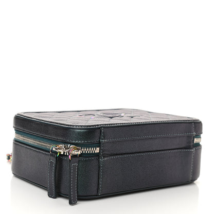 Chanel Iridescent Caviar Quilted Medium CC Filigree Vanity Case Dark Turquoise 4 of 10