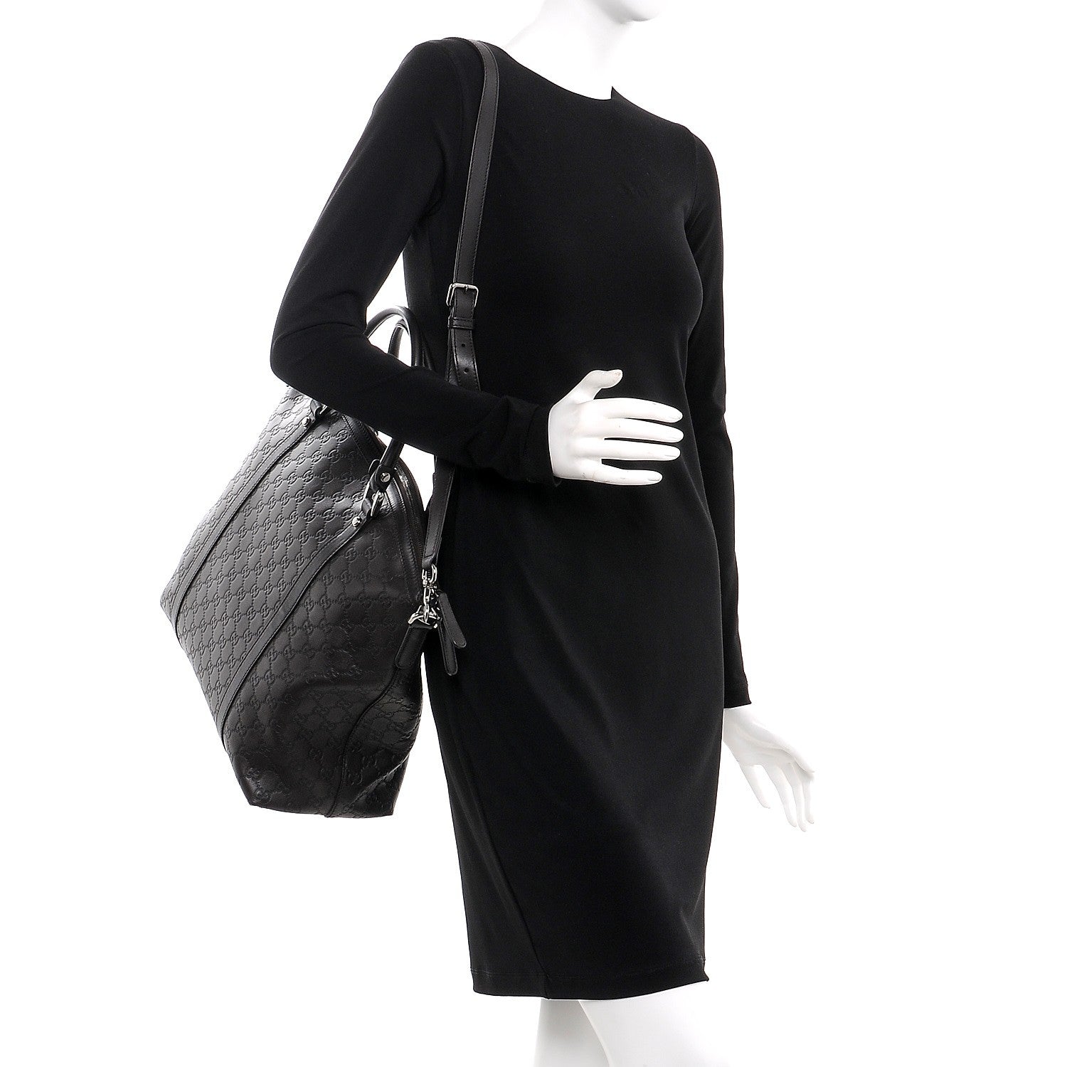 Gucci Guccissima Large GG Charm Convertible Dome Satchel Dark Brown 2 of 11