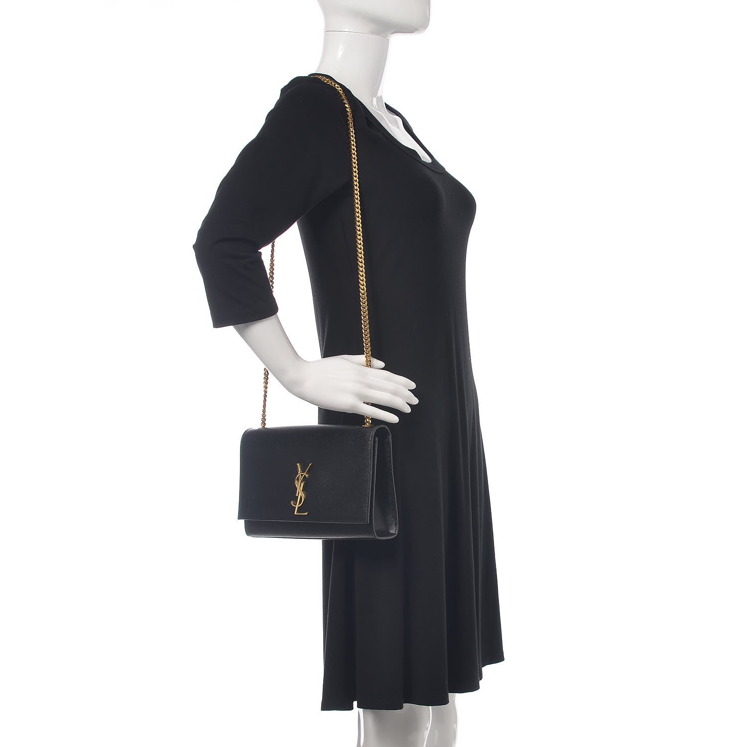 Saint Laurent Grain De Poudre Medium Classic Monogram Kate Satchel Black 2 of 14