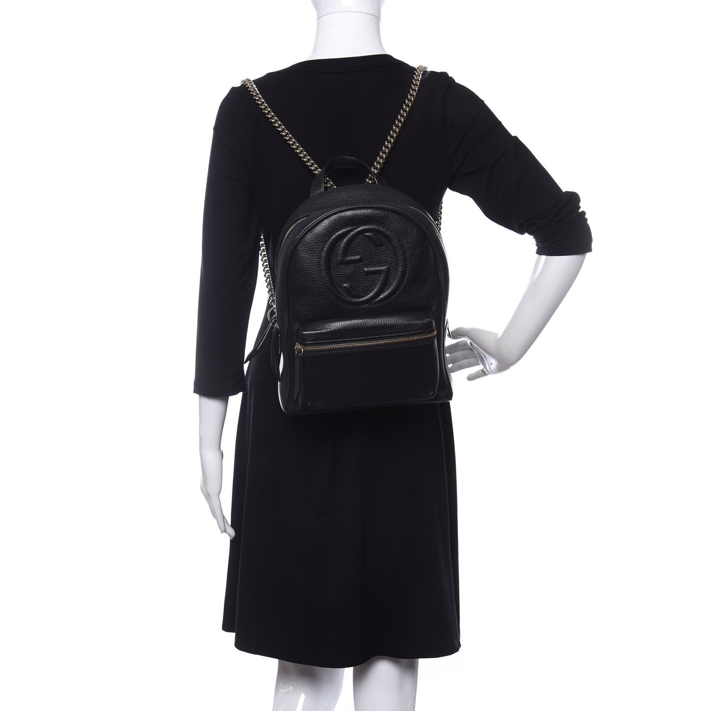 Pebbled Calfskin Soho Chain Backpack Black