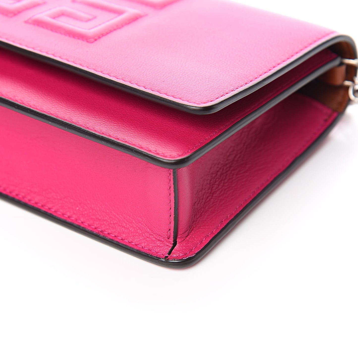 Lambskin Emblem Chain Wallet Cyclamen