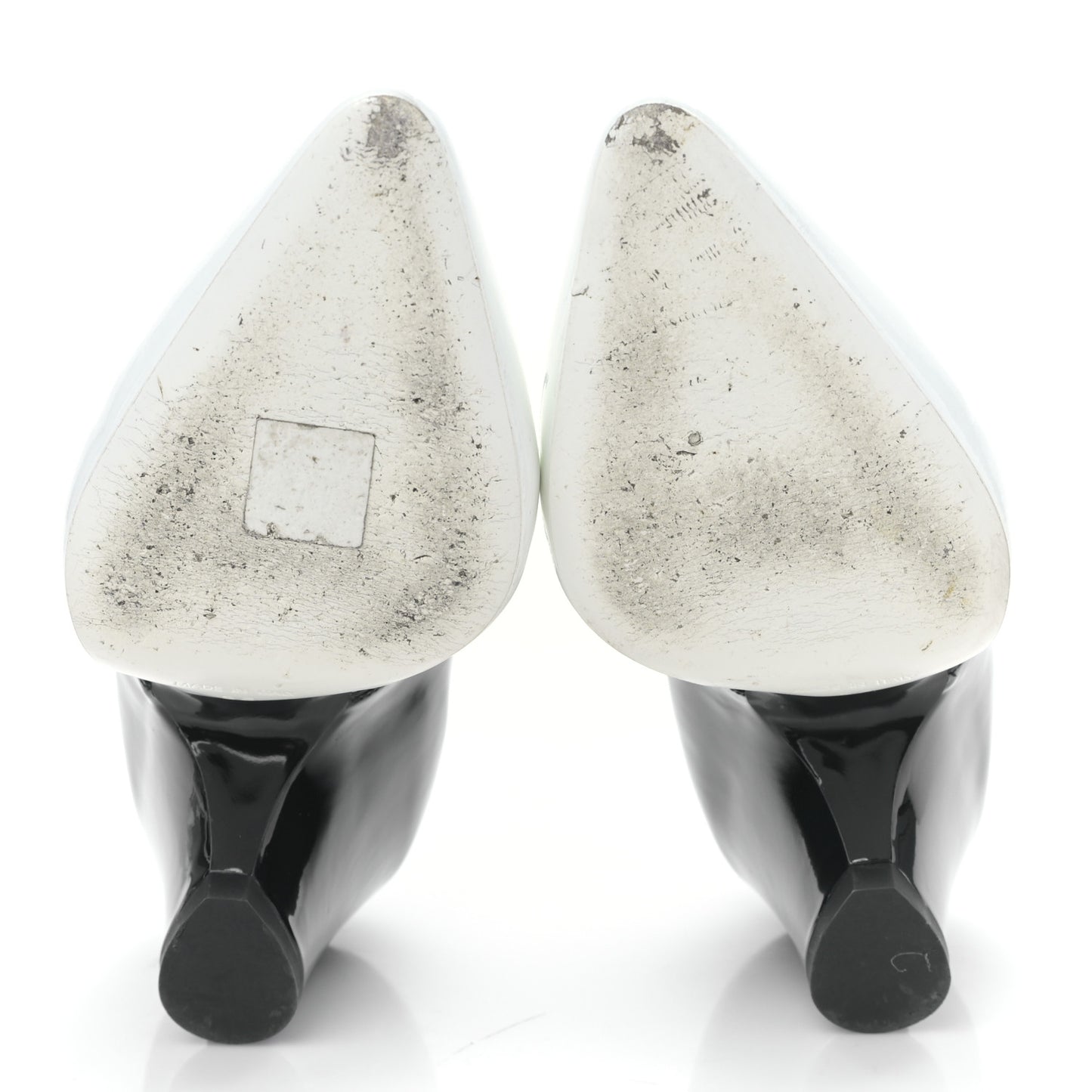 Patent Calfskin CC Pumps 36 White Black