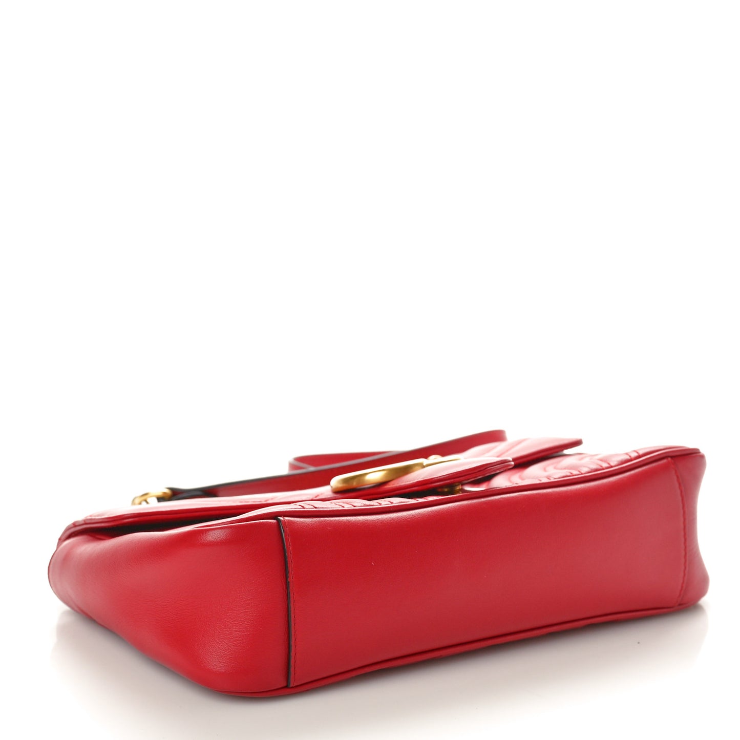 Calfskin Matelasse Small GG Marmont Shoulder Bag Hibiscus Red