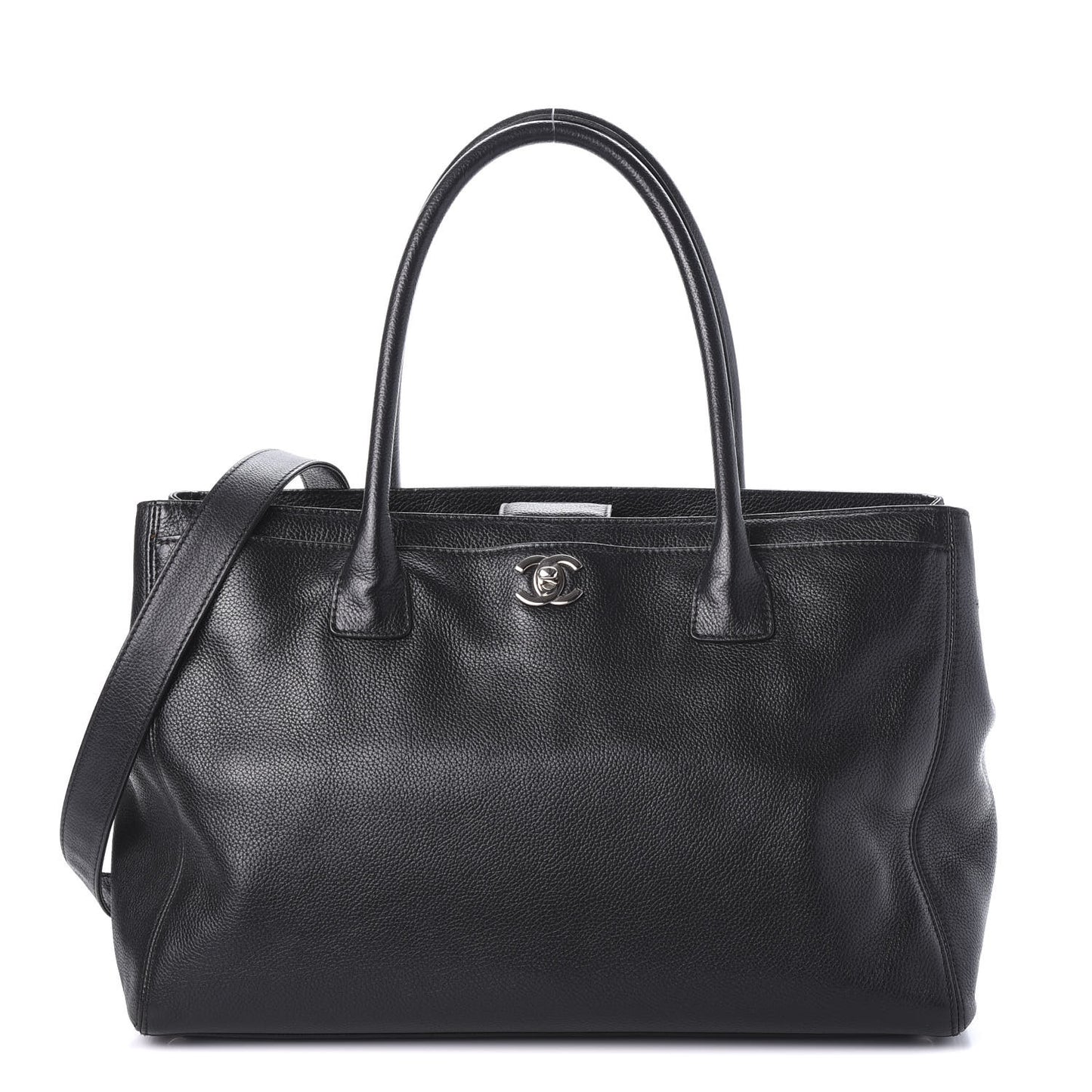 Calfskin Cerf Executive Shopper Tote Black