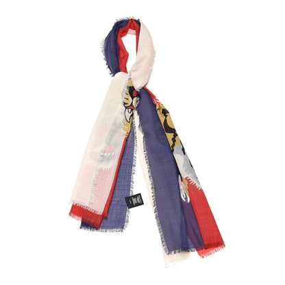 Gucci Wool Sylvie Tiger Square Scarf Sapphire Ivory 1 of 5