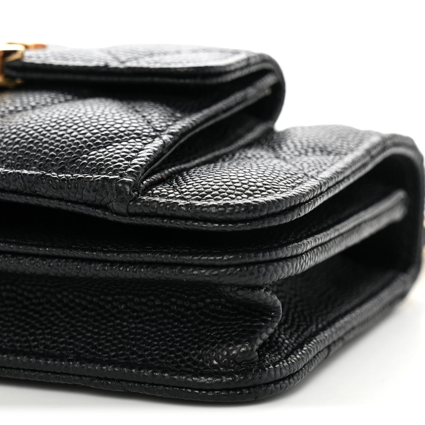 Caviar Quilted Pocket Twins Clutch With Chain Black