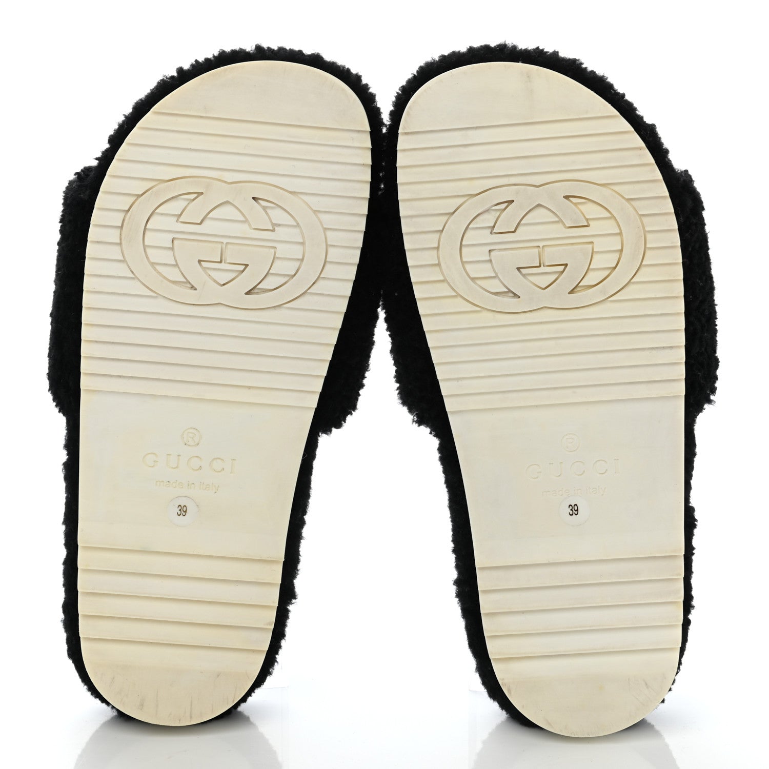 Gucci Merino Interlocking G Slide Sandals 39 Butterscotch Black 5 of 12
