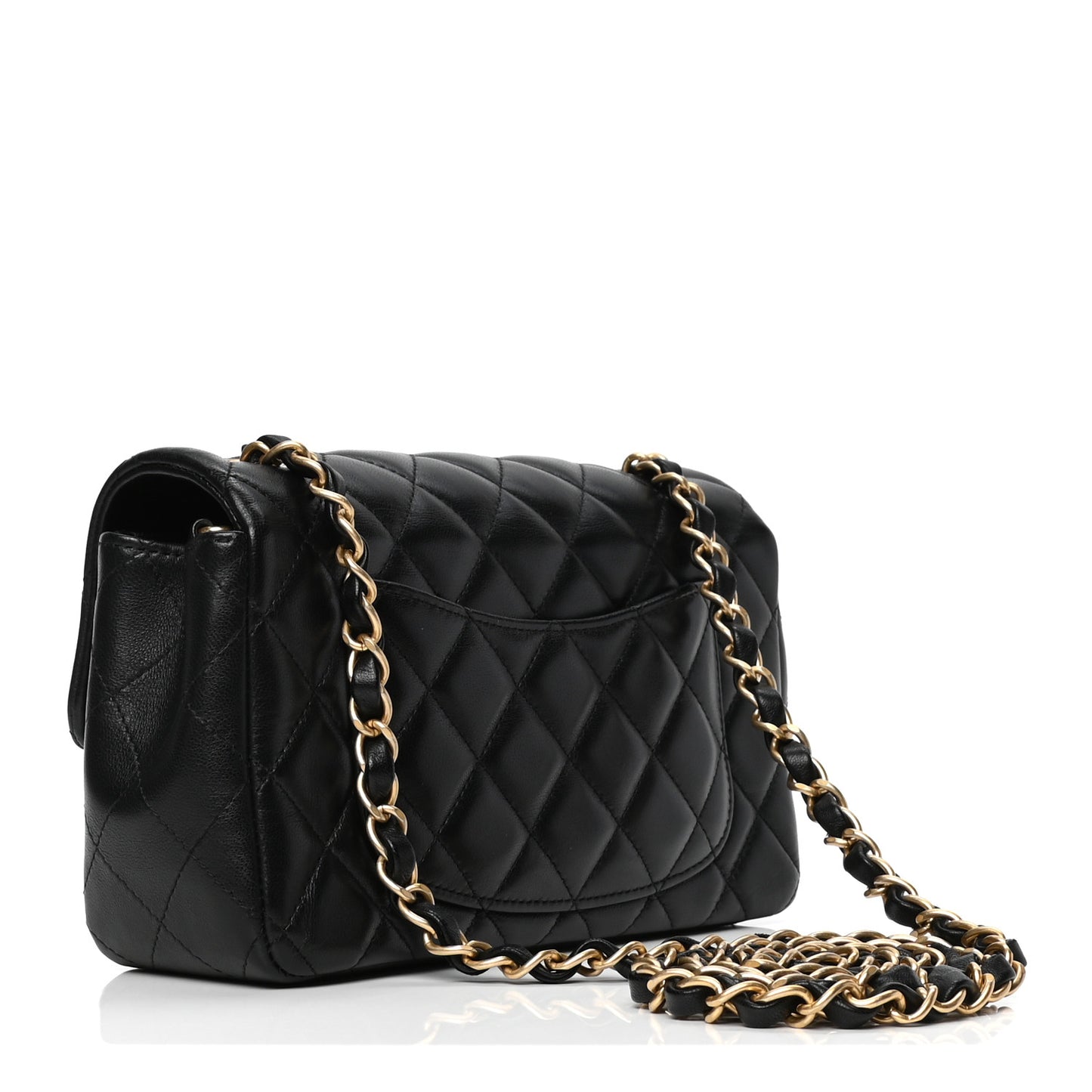 Lambskin Quilted Mini Rectangular Flap Black