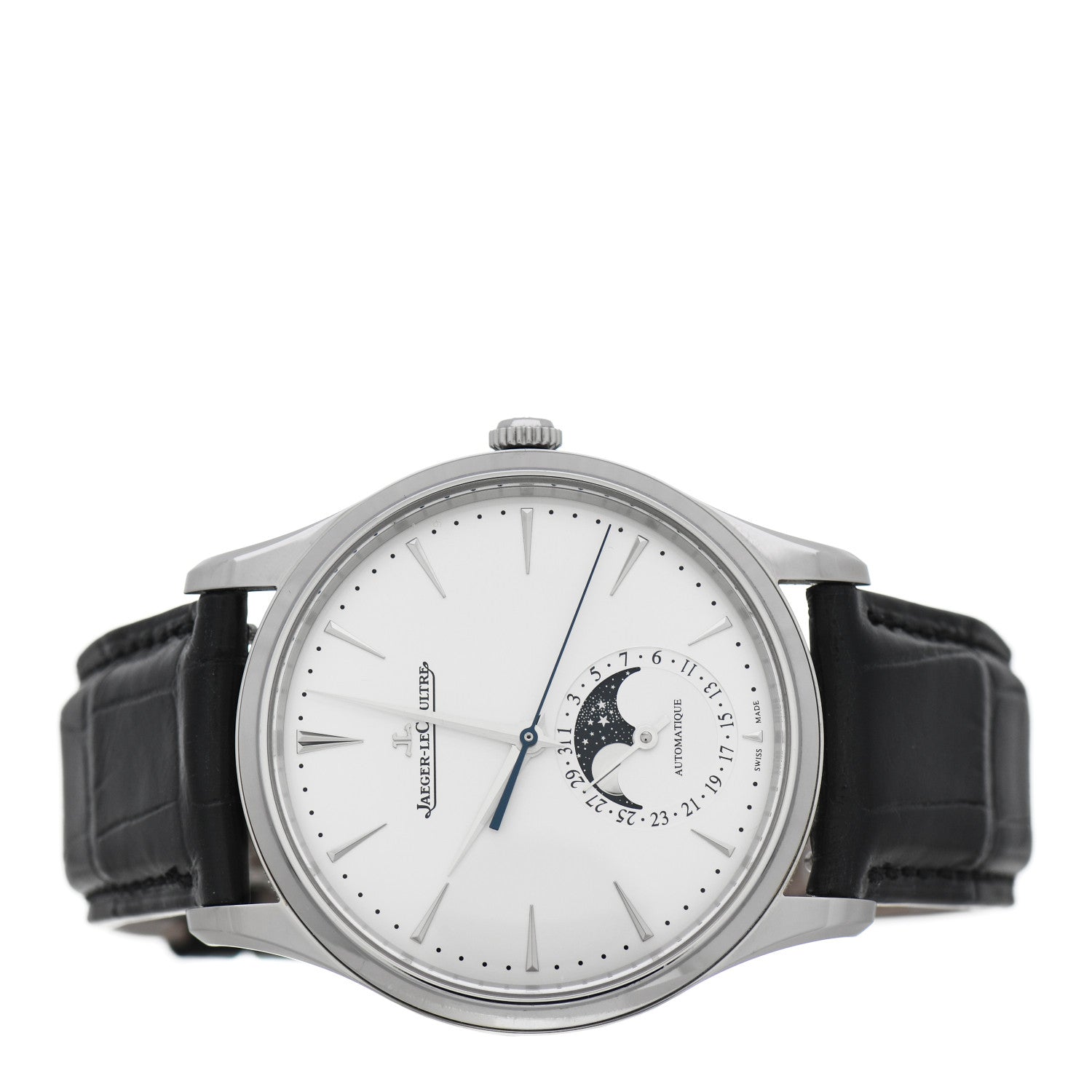 Jaeger-LeCoultre Stainless Steel Alligator 39mm Master Ultra Thin Moon Automatic Watch Q1368430 2 of 5