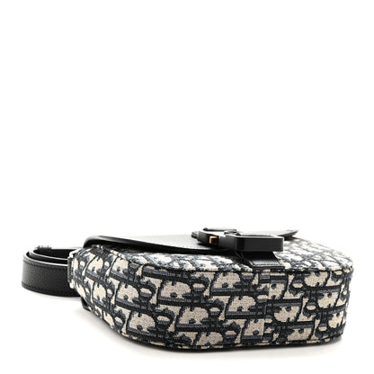 Christian Dior Grained Calfskin Oblique Mini Saddle Messenger Bag With Flap Beige Black 4 of 10
