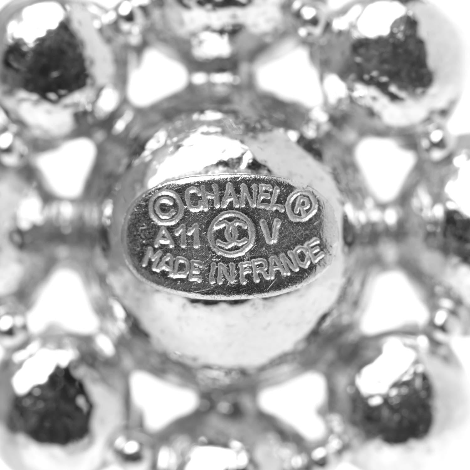 Chanel Crystal CC Dangle Earrings Silver 4 of 5