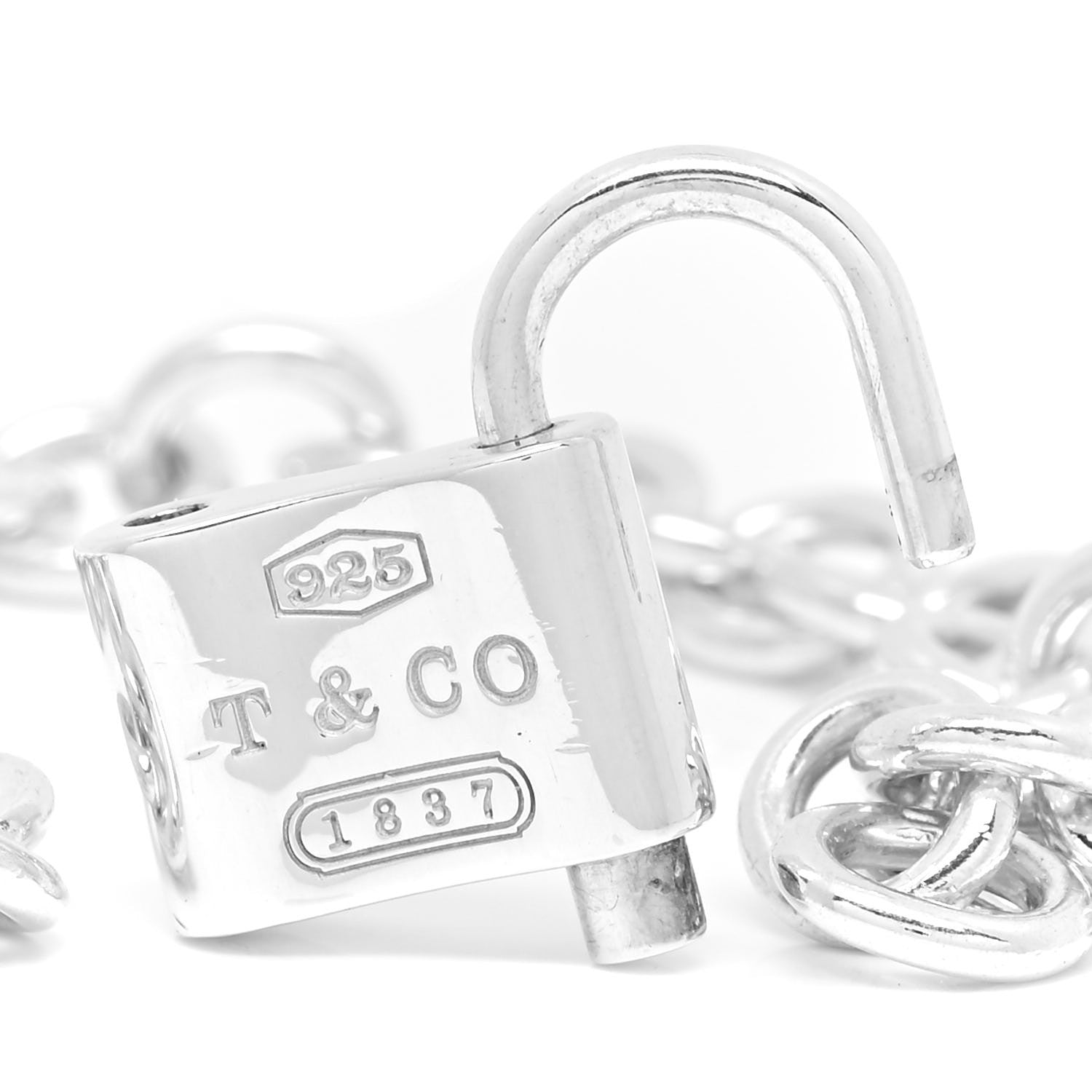 Tiffany Sterling Silver 1837 Lock Charm Bracelet 5 of 6