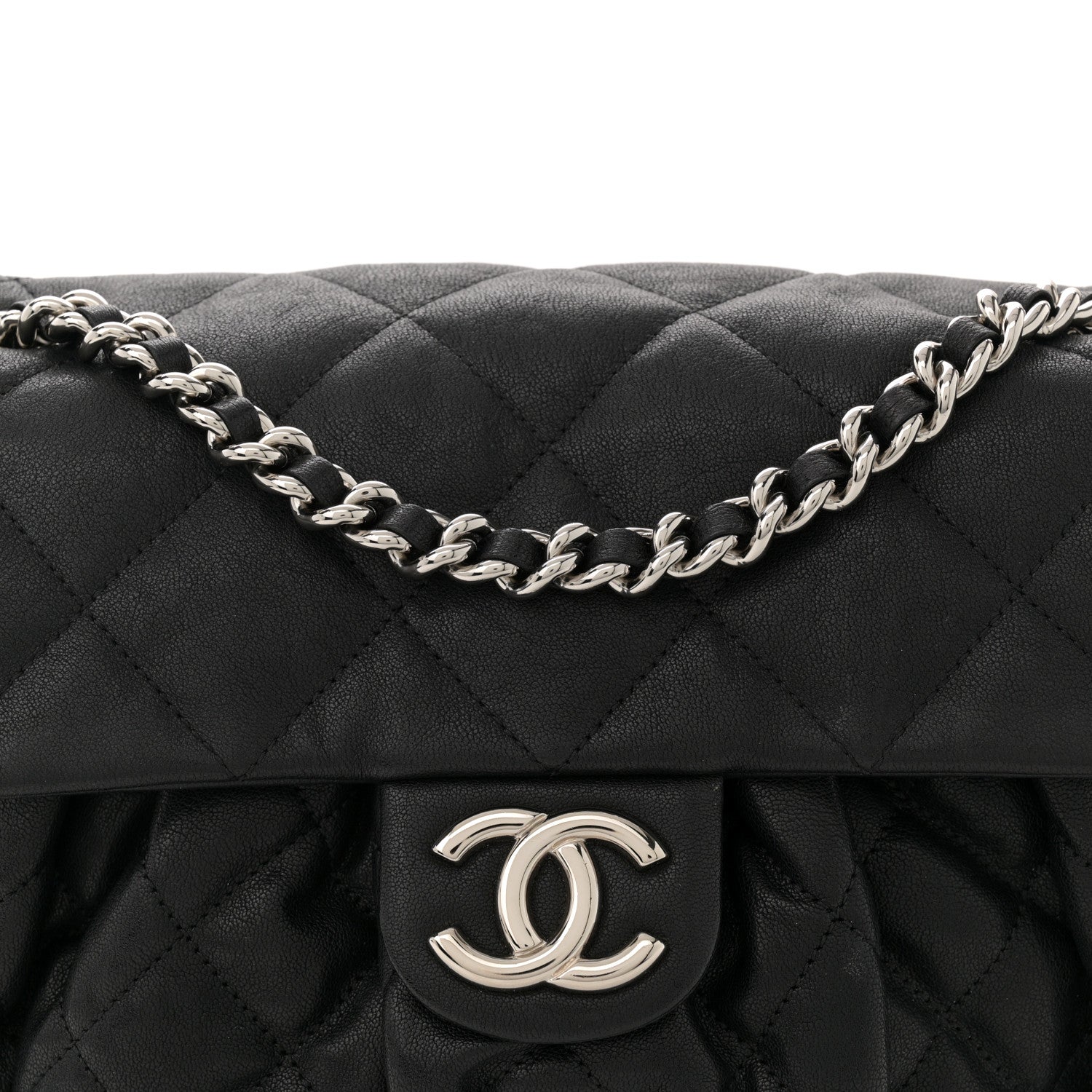 Chanel Washed Lambskin Quilted Mini Chain Around Flap Black 8 of 12