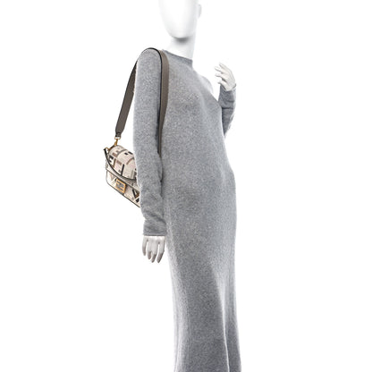 Fendi Canvas Vitello Seta FF Multicolor Embroidered Baguette Grezzo Multicolor Tortora 2 of 10
