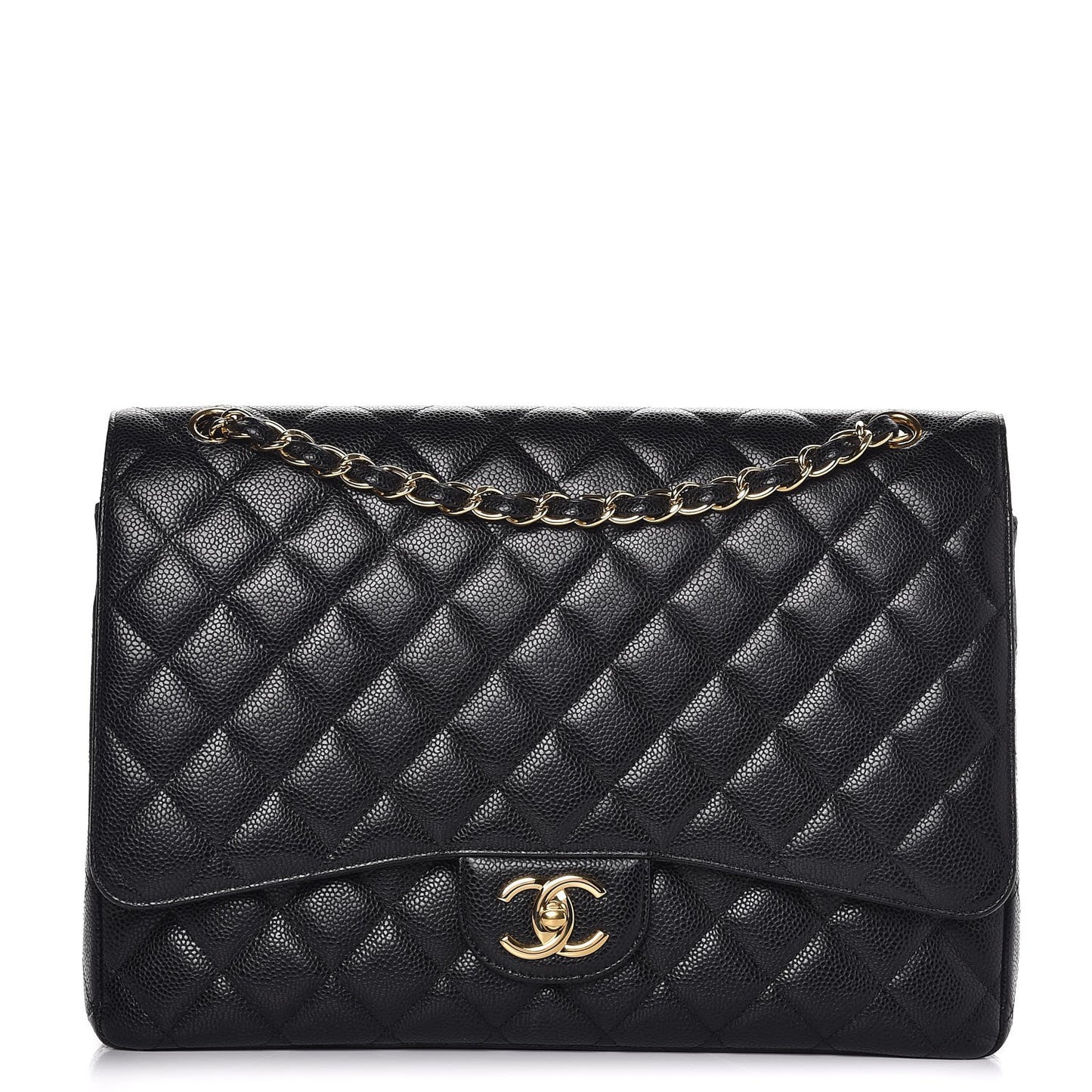 Caviar Quilted Maxi Double Flap Black
