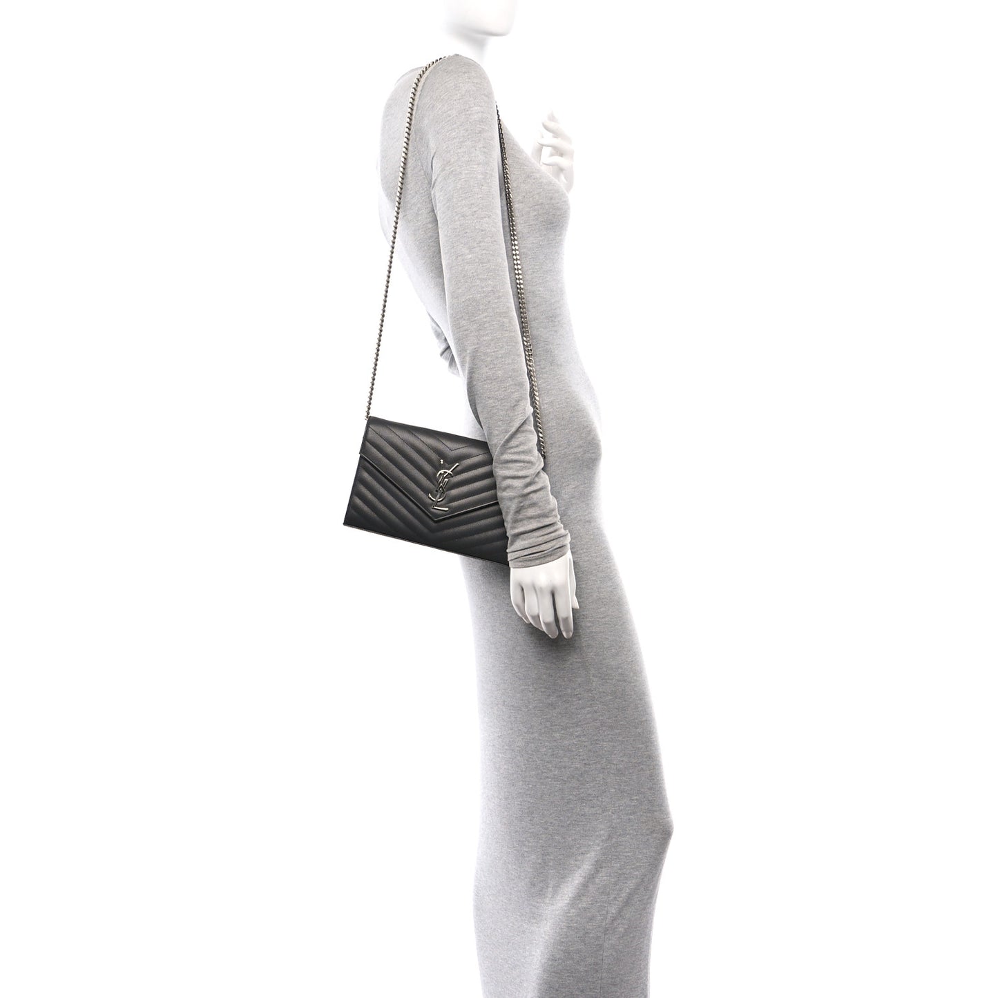 Grain De Poudre Matelasse Chevron Monogram Chain Wallet Storm