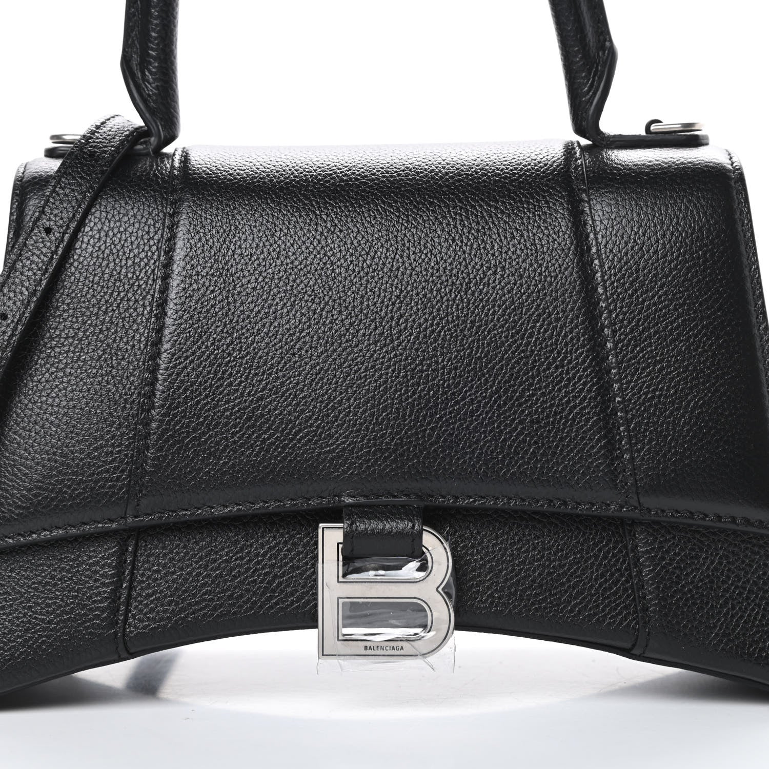 Balenciaga Grained Calfskin Small Hourglass Top Handle Bag Black 8 of 11