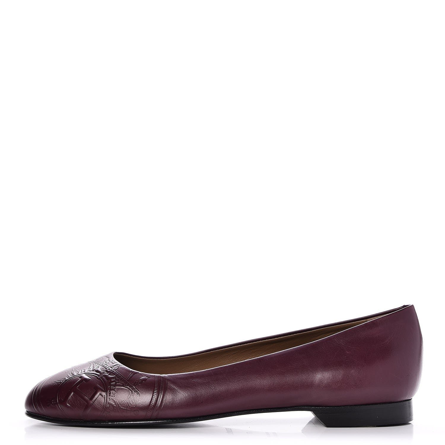 Hermes Glossy Calfskin Neuilly Ballerina Flats 37 Bordeaux 1 of 9