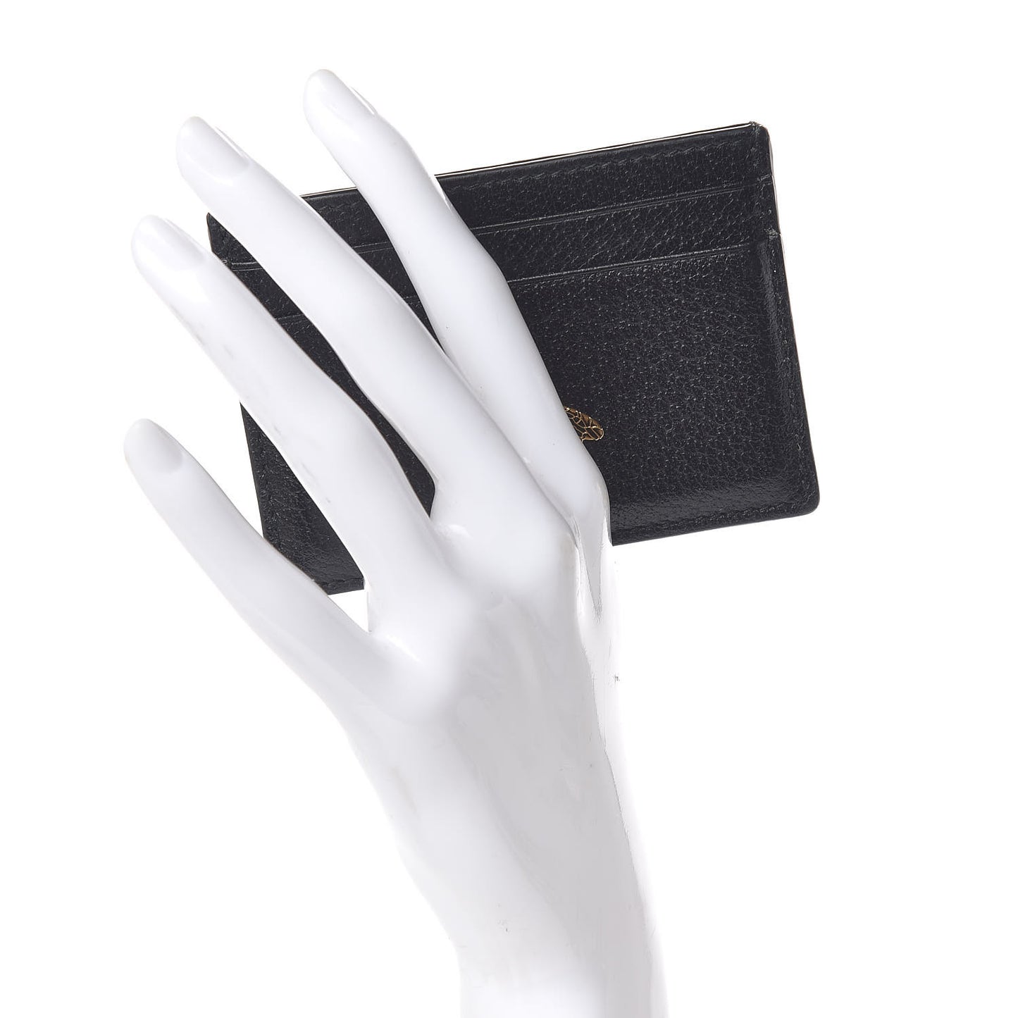 Pebbled Calfskin Animalier Card Holder Black