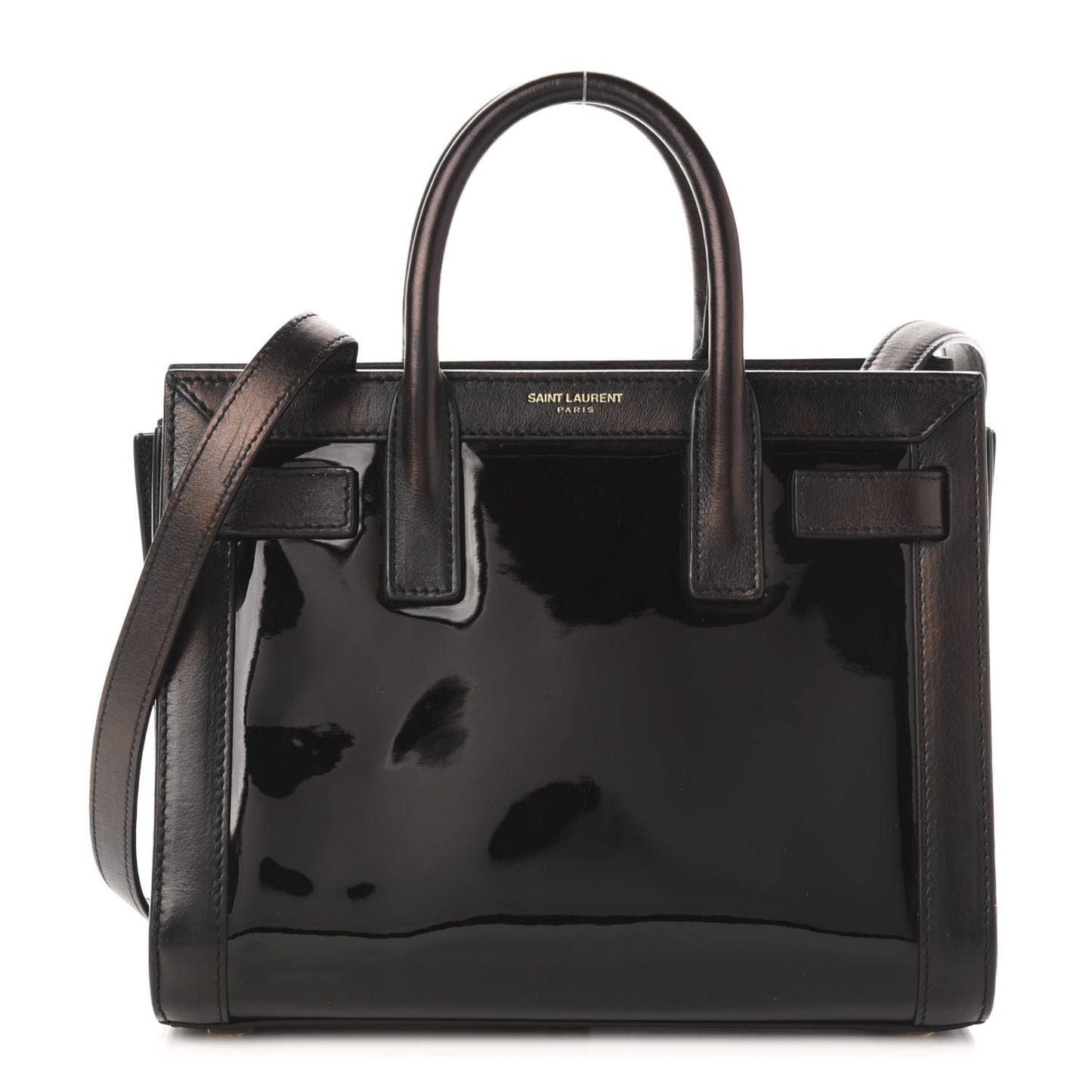 Patent Calfskin Nano Sac de Jour Black