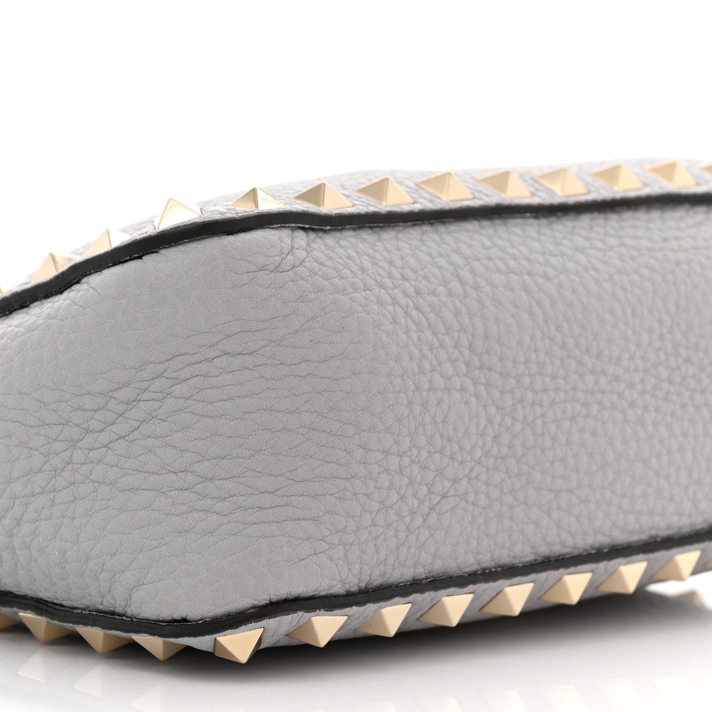 Pebbled Calfskin Mini Rockstud Flip-Lock Messenger Bag Pastel Grey