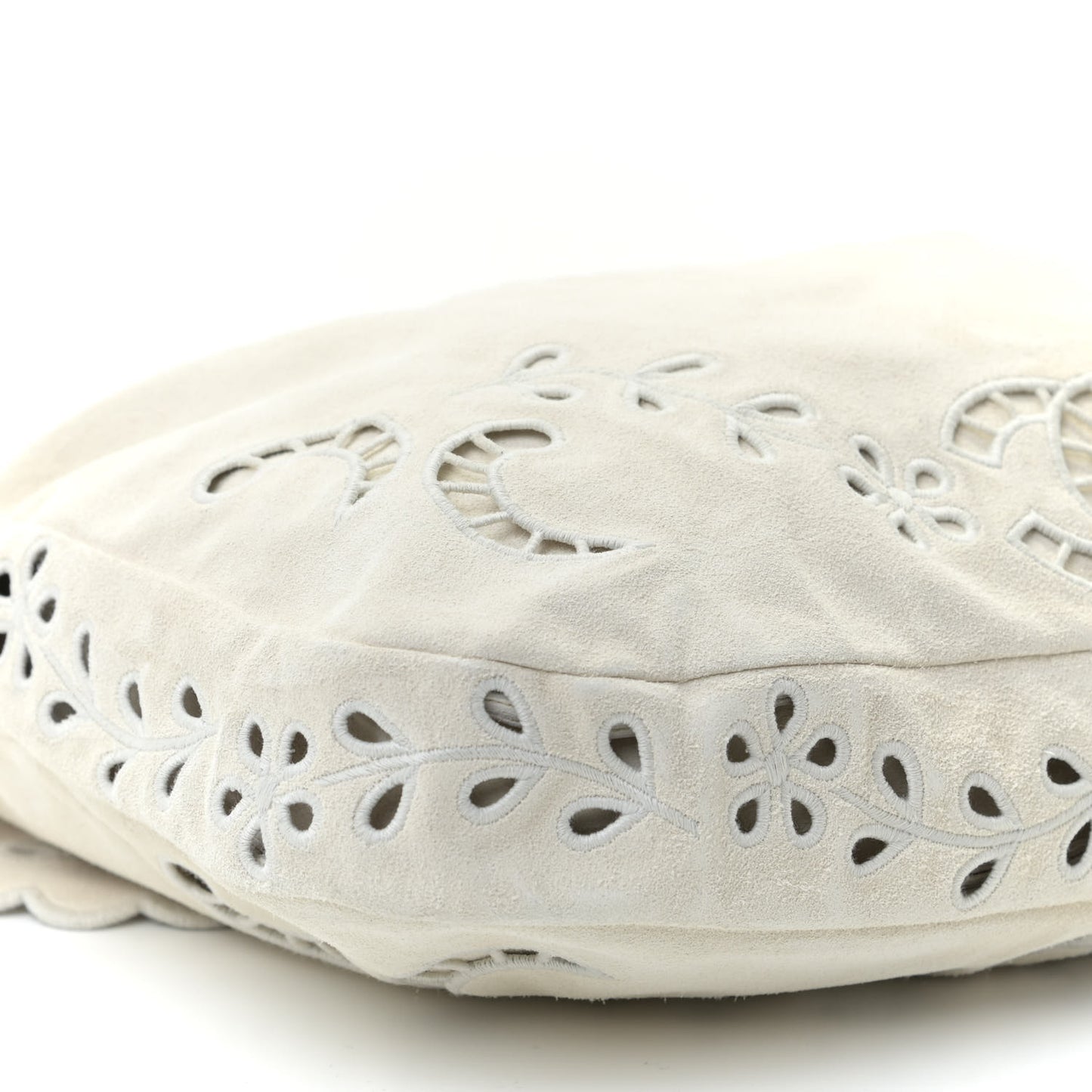Suede Embroidered Flap White