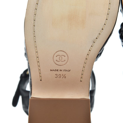 Chanel Calfskin Quilted Chain Around Wedge Sandals 39.5 Black 7 of 20