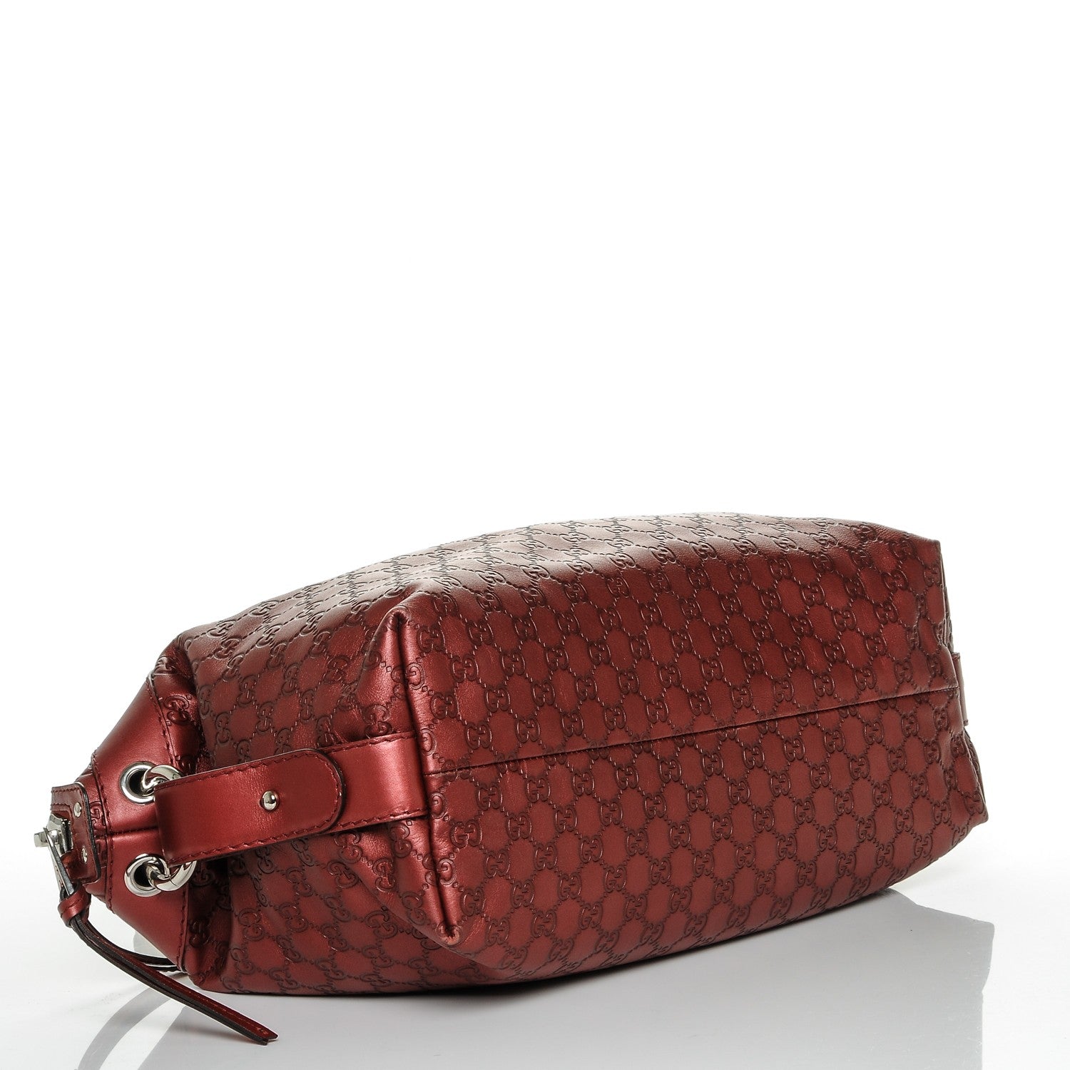 Gucci Metallic Guccissima Medium Bamboo Bar Tote Red 4 of 7