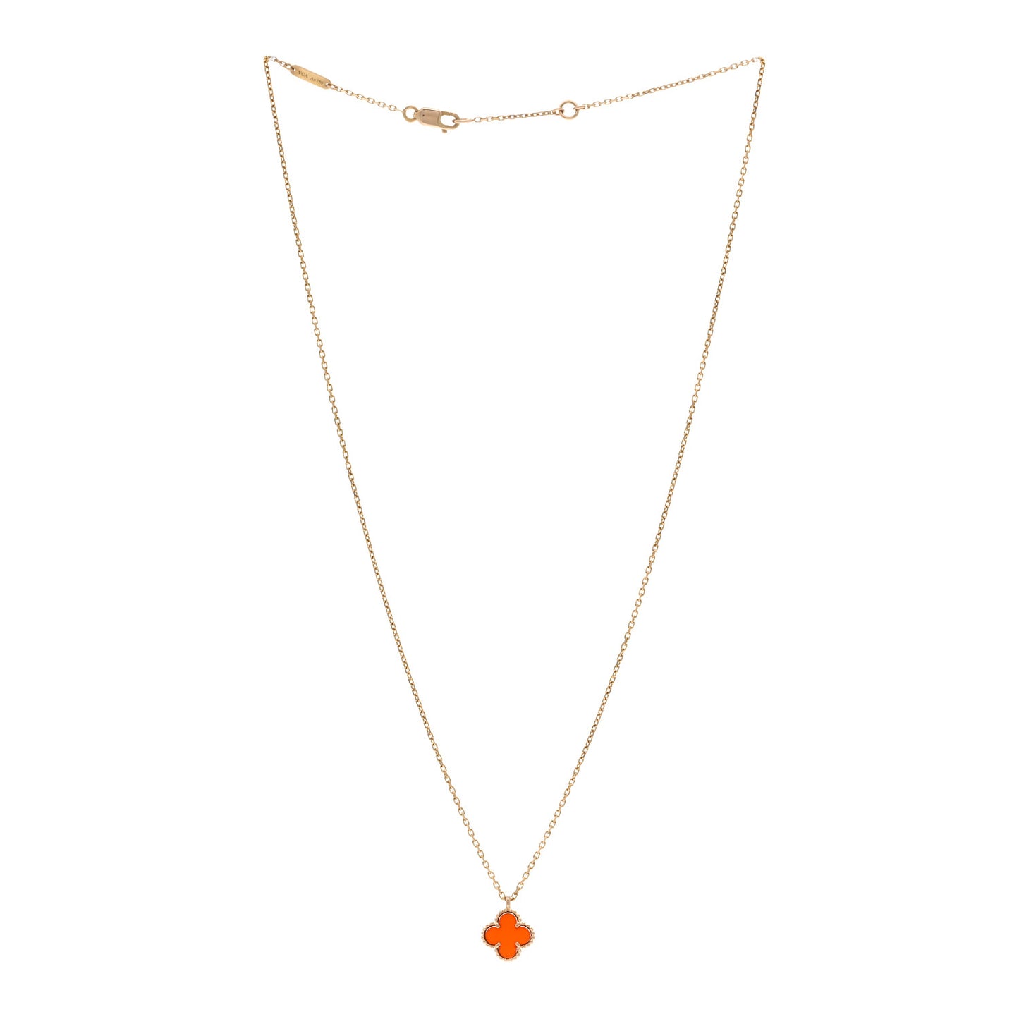 18K Rose Gold Carnelian Sweet Alhambra Pendant Necklace